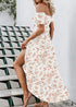 Vestido largo de verano bohemio con escote Bardot y flores Ximena